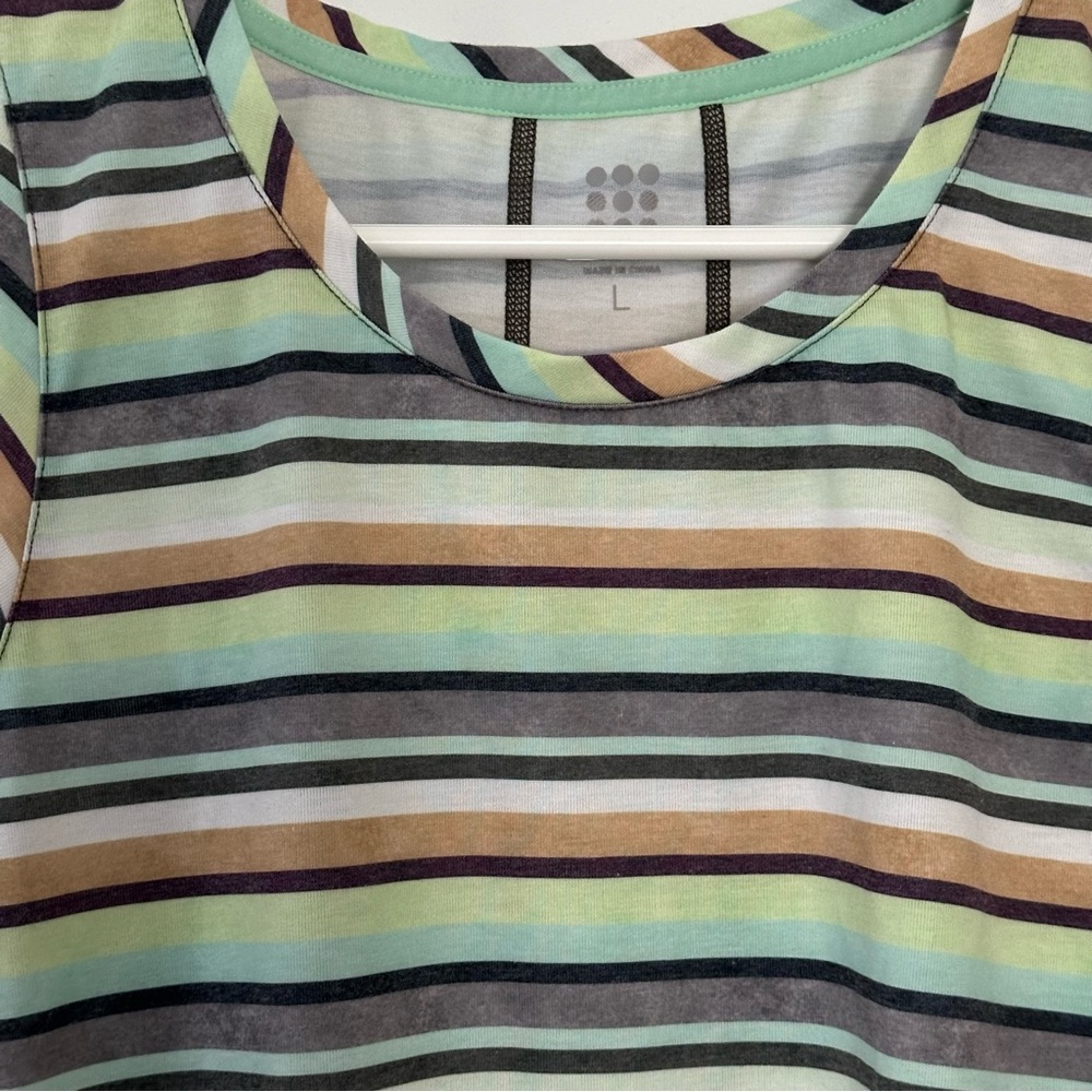 Vibe Tank Top by Title Nine; Hanalei Stripe in Ice Water; size L